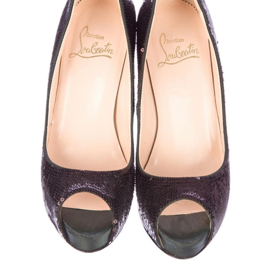 Christian Louboutin sequin peep-toe heels 36